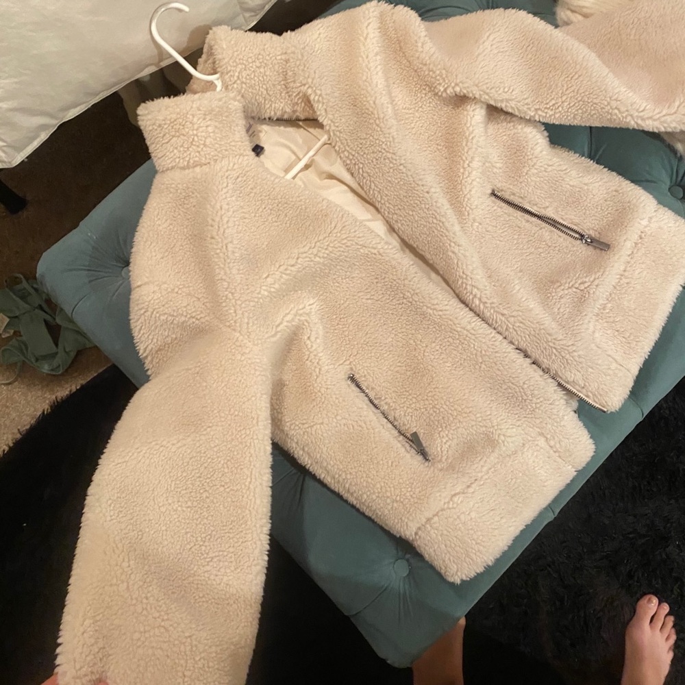 White fur coat